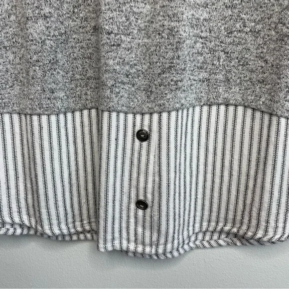 Monteau Preppy Classic Gray Crewneck Roll Tab Layered Sweater Top Blouse - Picture 5 of 8